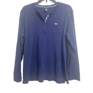 LRL Lauren Jeans Co. 1X Button Up Classic Cotton Henley Blue